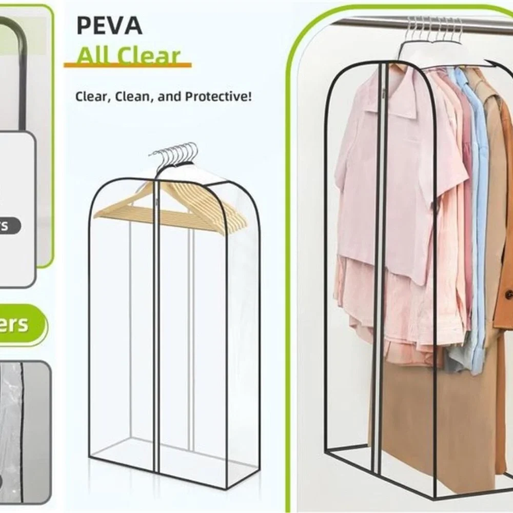 Clear Garment Bags 6 Pack Clothes Storage Dustproof Zipper Closet Coat Dress Sui